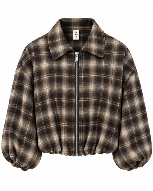 Blouson Bomber Ruit Bruin Rits - Peet kleding