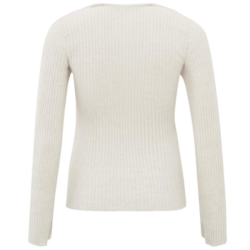 Yaya Knitted Top Korte Mouw Chalk White - Peet kleding