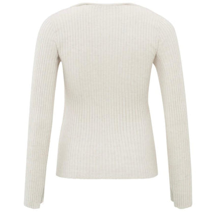 Yaya Knitted Top Korte Mouw Chalk White - Peet kleding