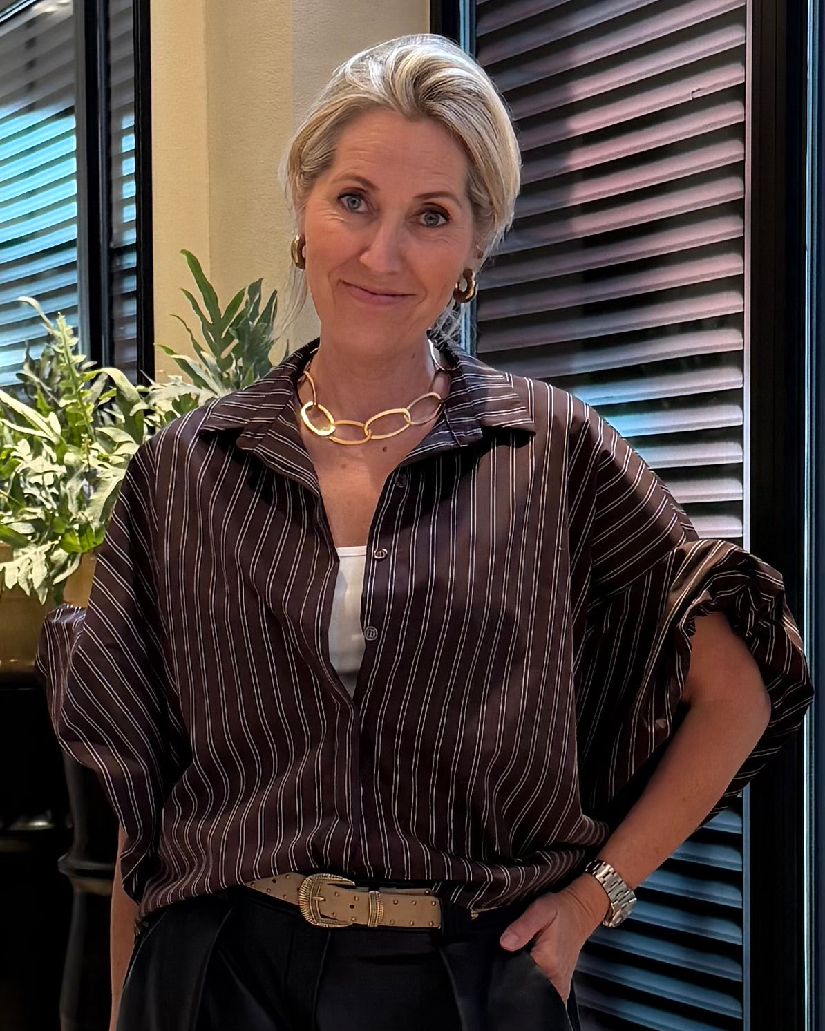 Blouse Lot Donkerbruine Streep