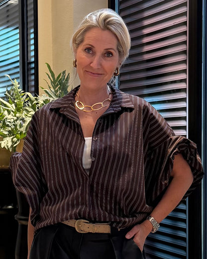 Blouse Lot Donkerbruine Streep