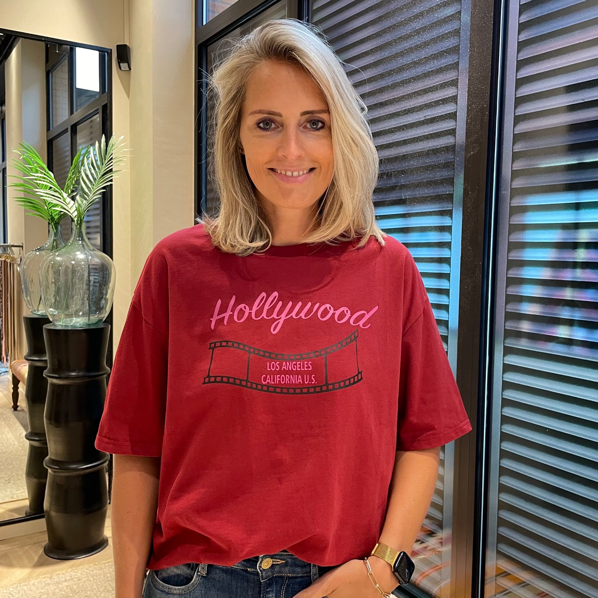 Azzurro T-Shirt Hollywood Donkerrood - Peet kleding