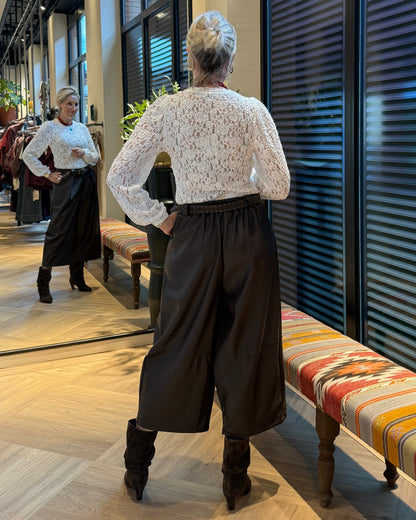Broek Carol Culotte PU Donkerbruin