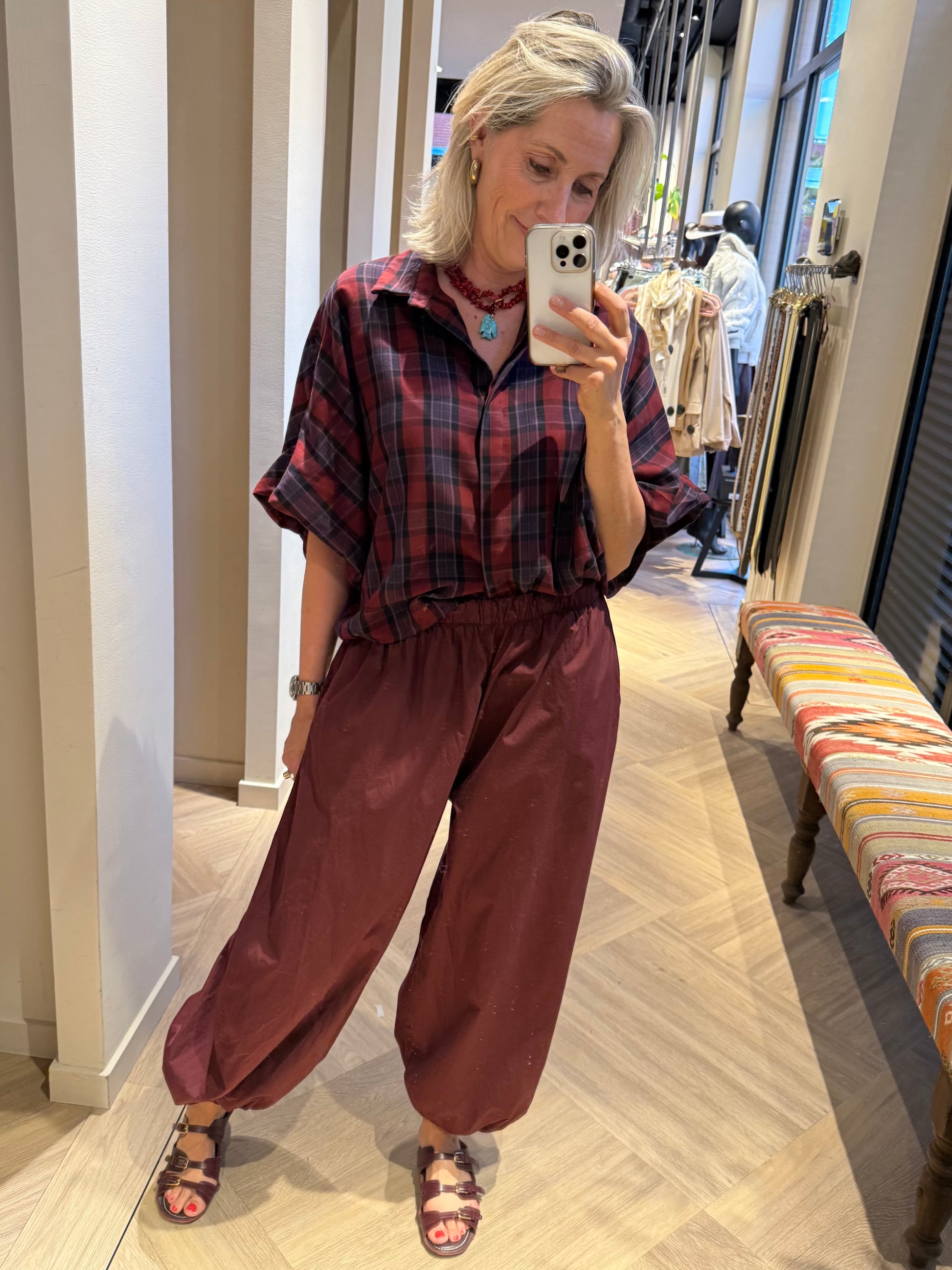 Broek Parachute Bordeauxrood - Peet kleding