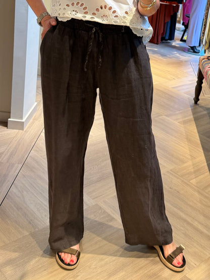 Broek Linnen Fiona Donkerbruin