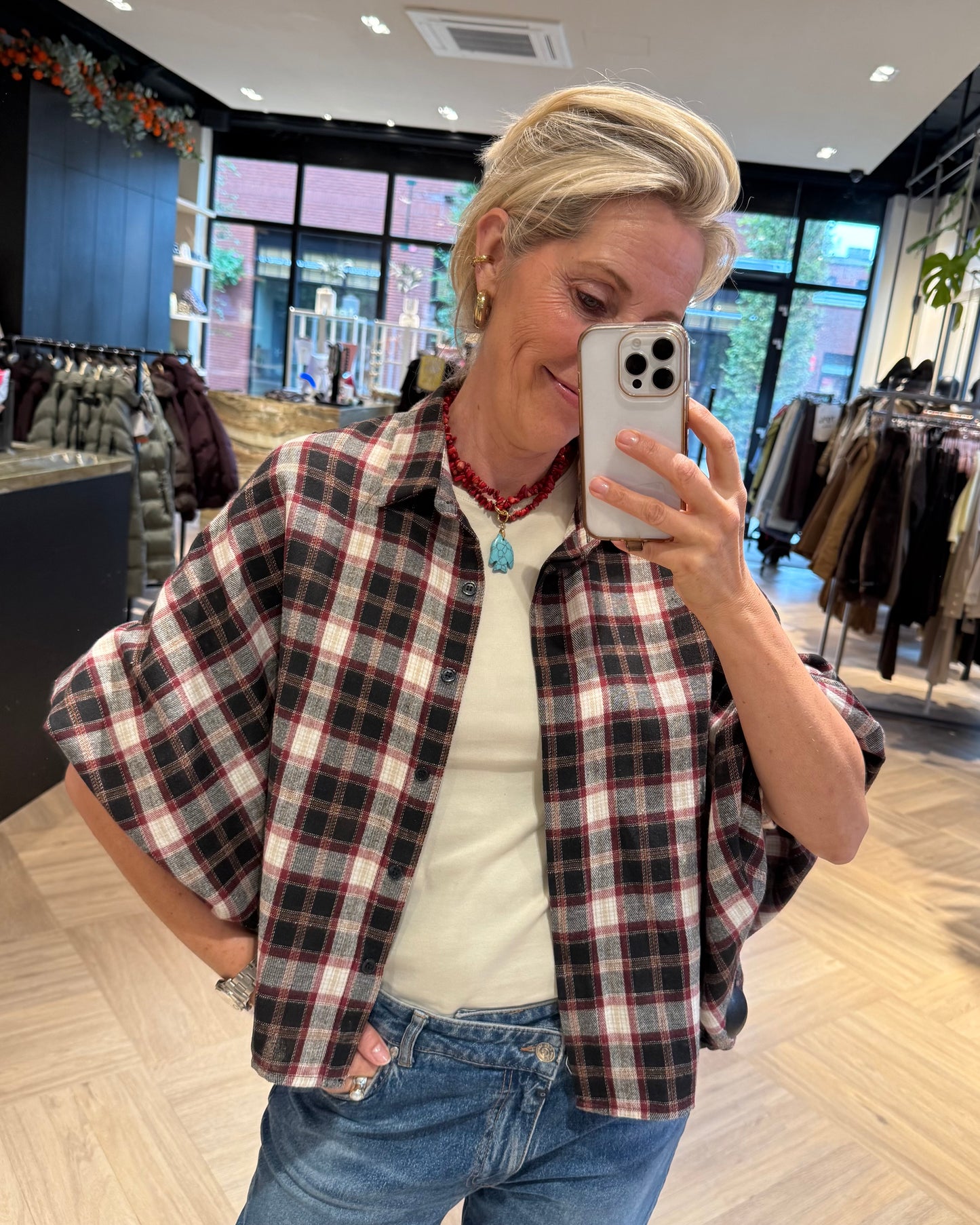 Blouse Roos Ruiten Zwart Rood
