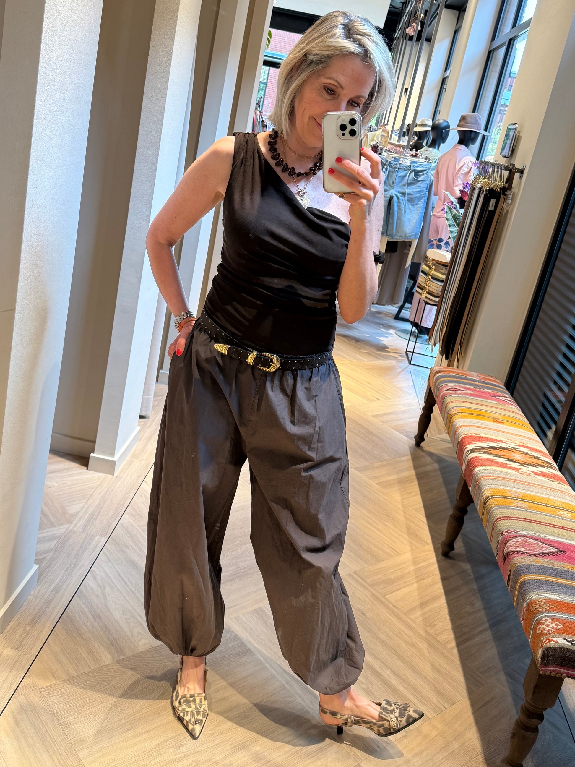Broek Parachute Donkerbruin - Peet kleding
