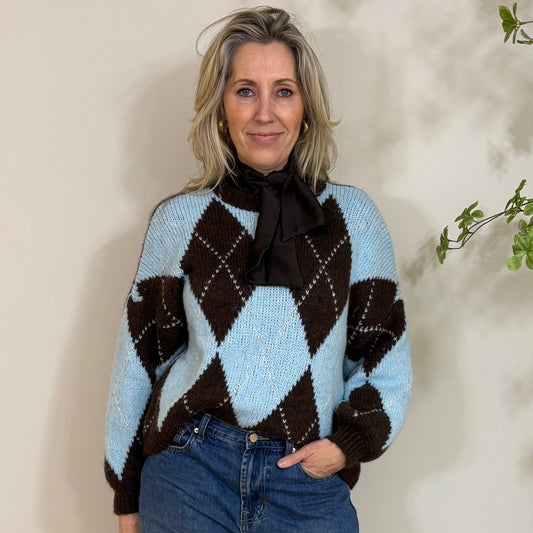 Trui Saar College Lichtblauw - Peet kleding