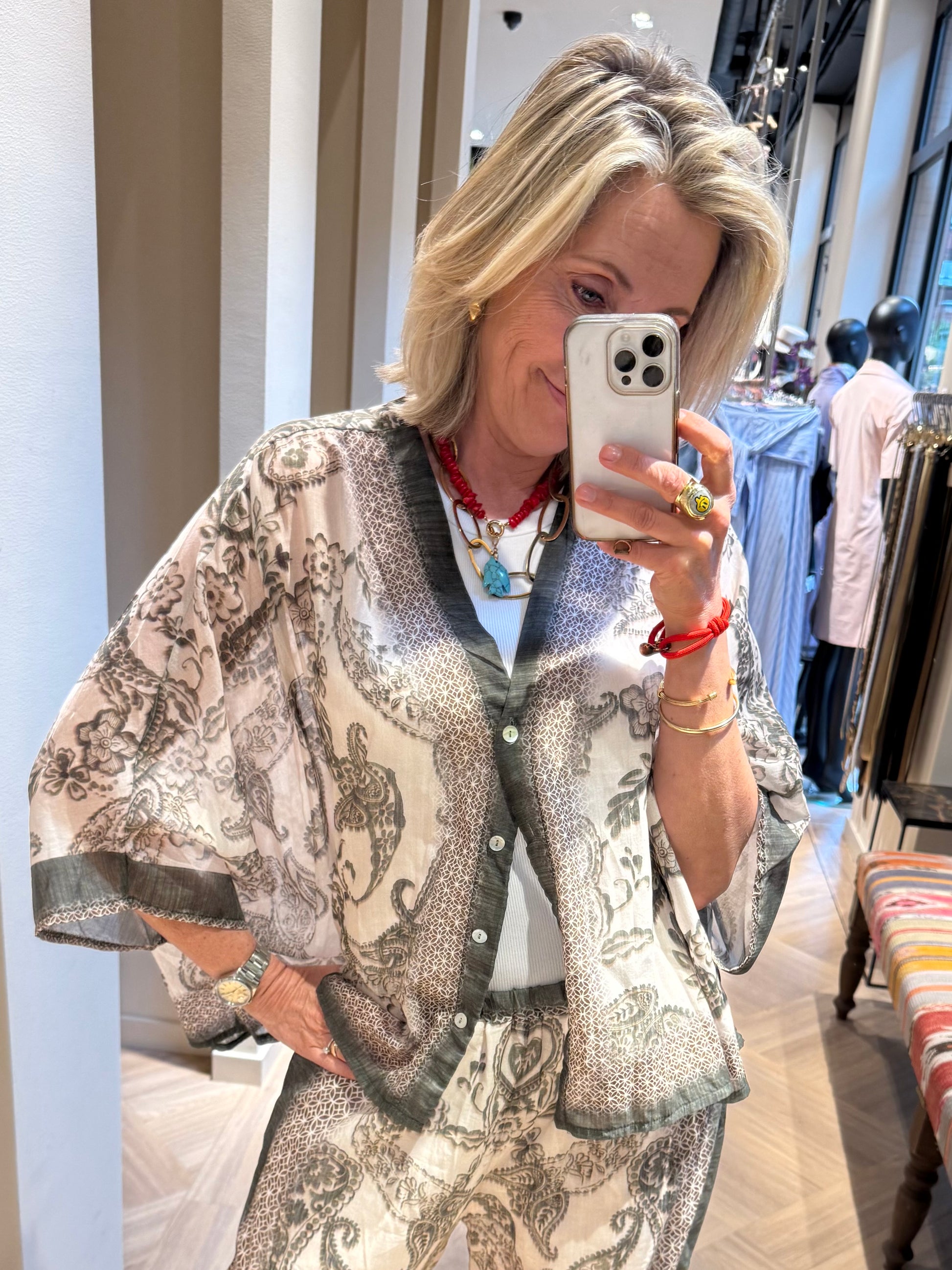 Blouse Kimono Silky Print - Peet kleding