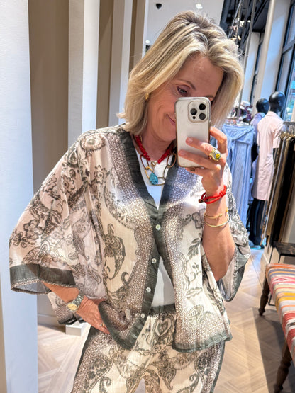 Blouse Kimono Silky Print - Peet kleding
