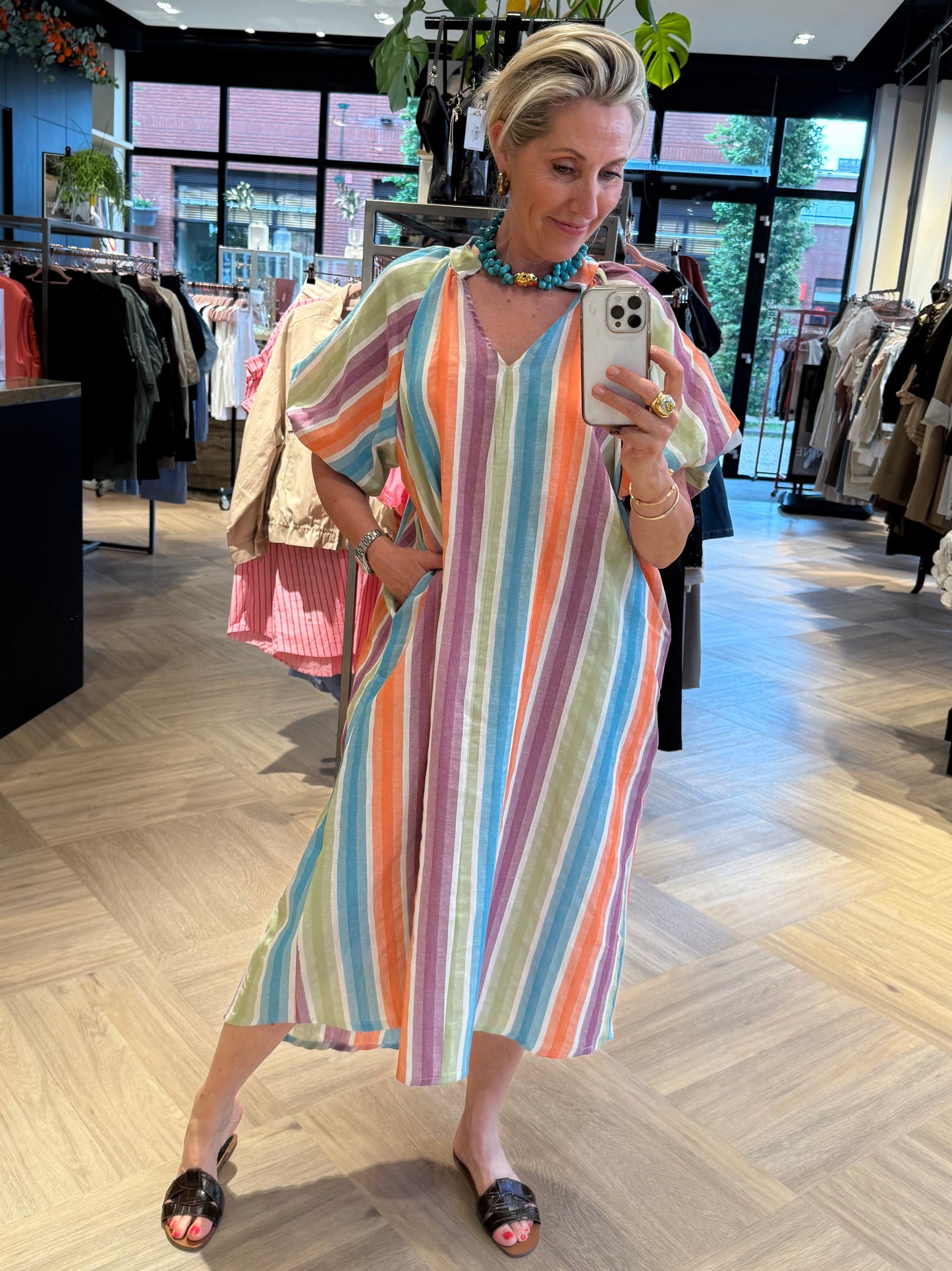 Jurk Linnen Jane Multi - Peet kleding