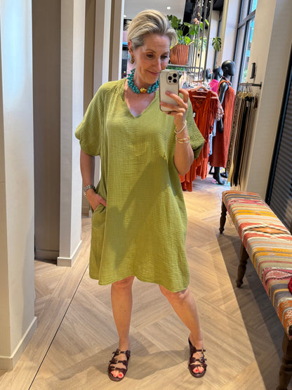 Jurk Gigi Mousseline Groen - Peet kleding