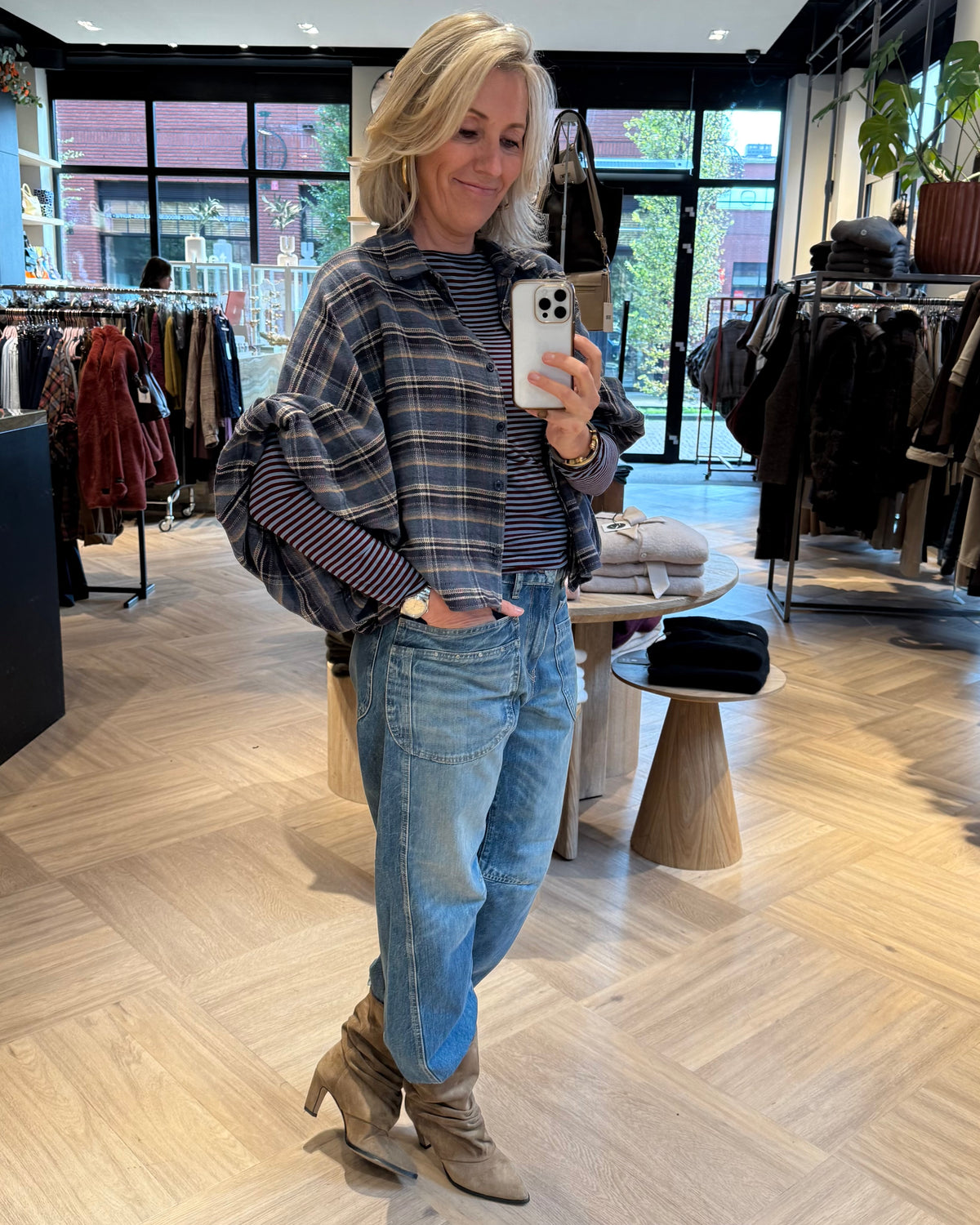Blouse Roos Jeansblauw Navy - Peet kleding
