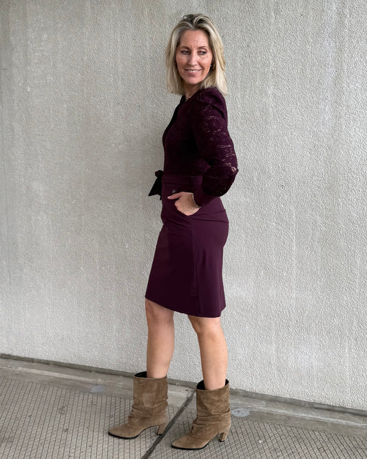 Triple Nine - Travel Jurk Lace Aubergine - 51842 - Peet kleding