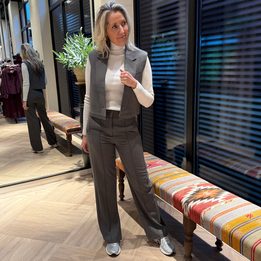 Yaya Wide Pantalon Grijs - Peet kleding
