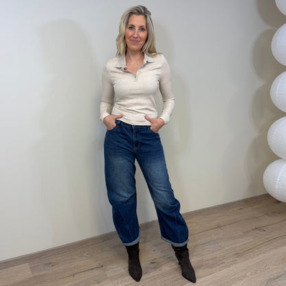 Azzurro Top Polo Ecru - Peet kleding