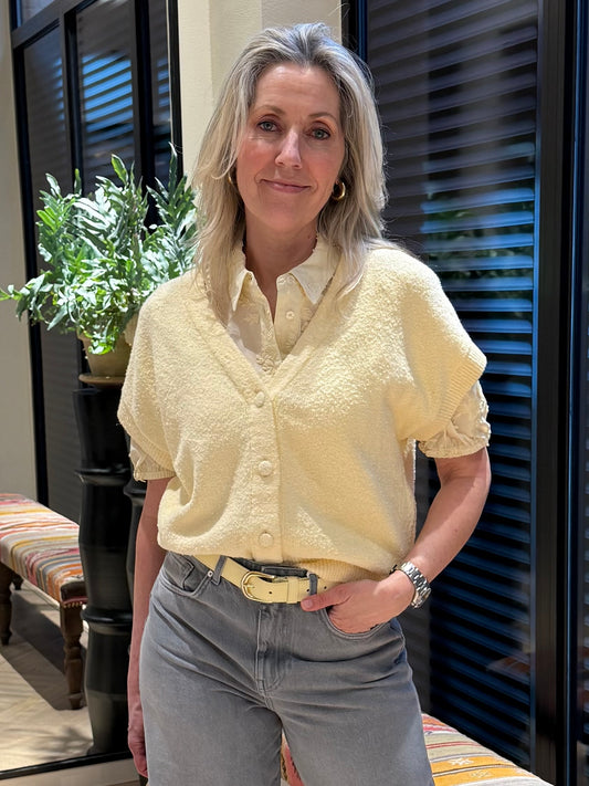 Red Button Vest Lesley Popcorn Butteryellow - Peet kleding