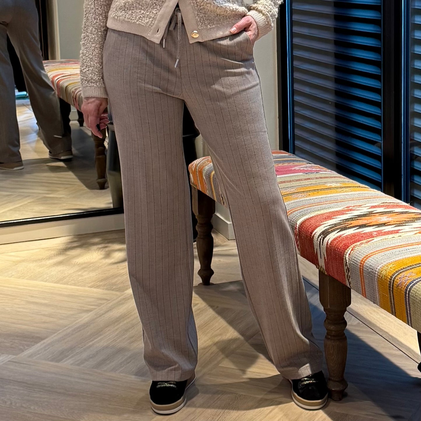 Red Button Colette Pinstripe Taupe - Peet kleding