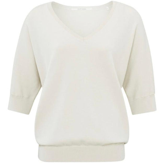 Yaya V-hals Top Chalk White - Peet kleding