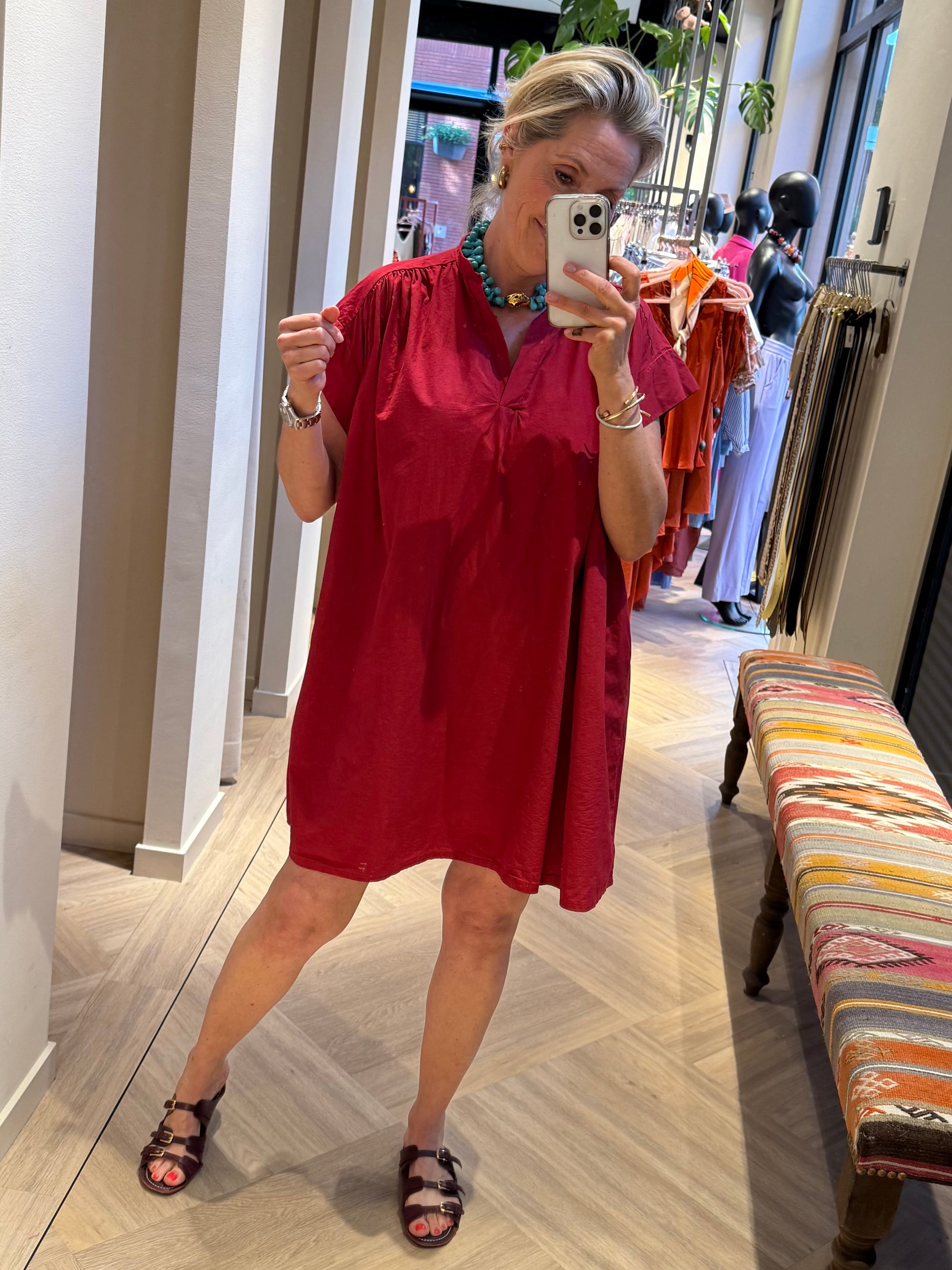 Jurk Katoo Cotton Rood - Peet kleding