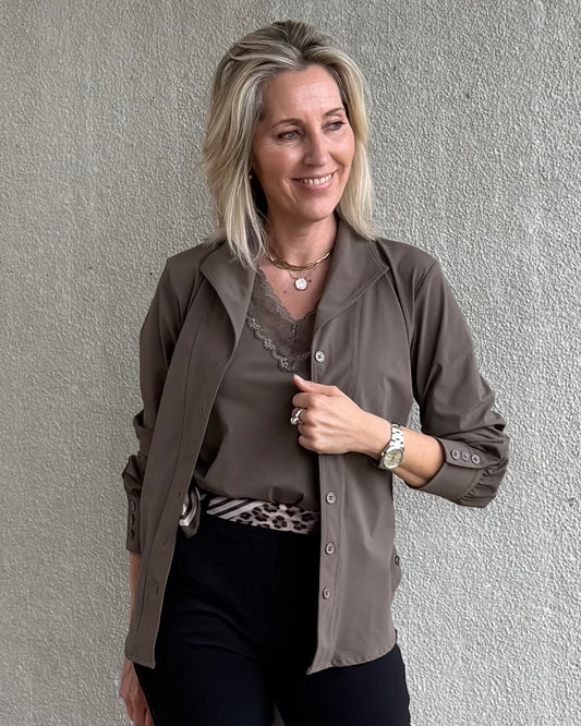Triple Nine - Travel Blouse Charlot Taupe - 5949 - Peet kleding