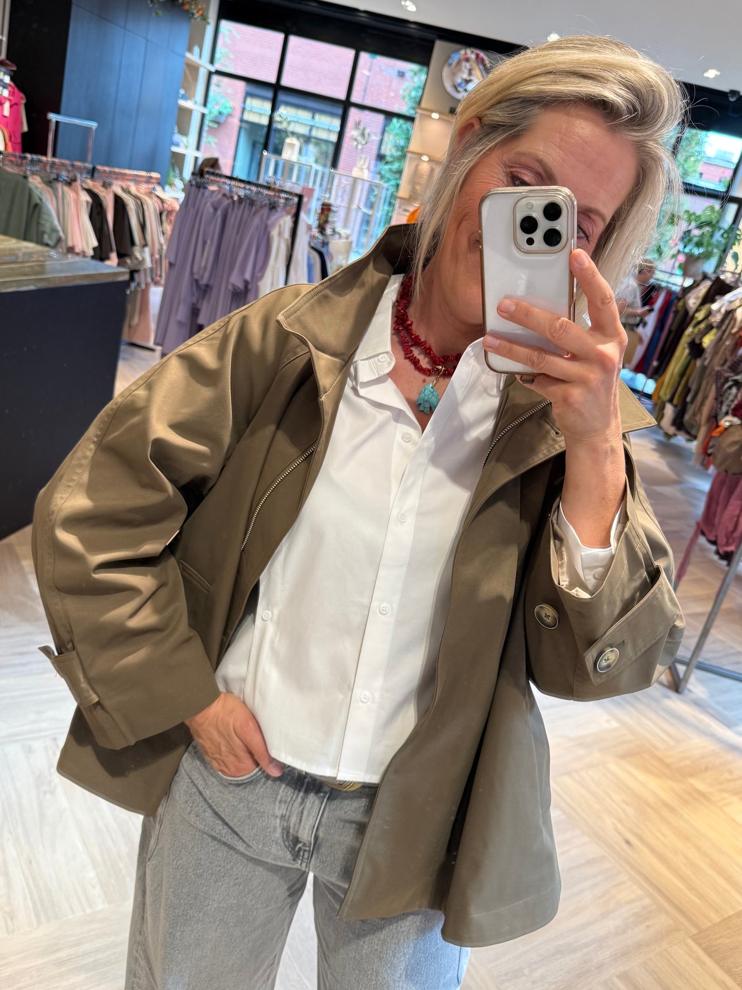 Yaya Jas Trench Teak Brown