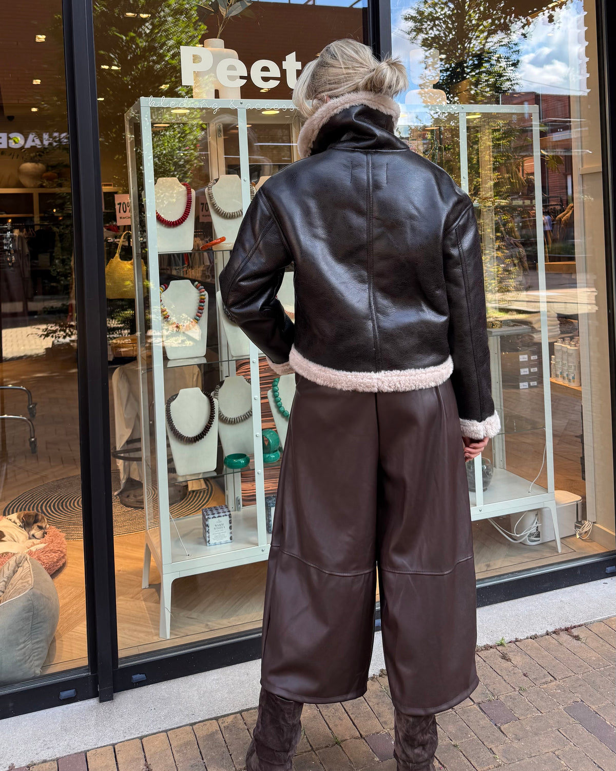 With Black Pop Aviator Jacket Chocolate - Peet kleding