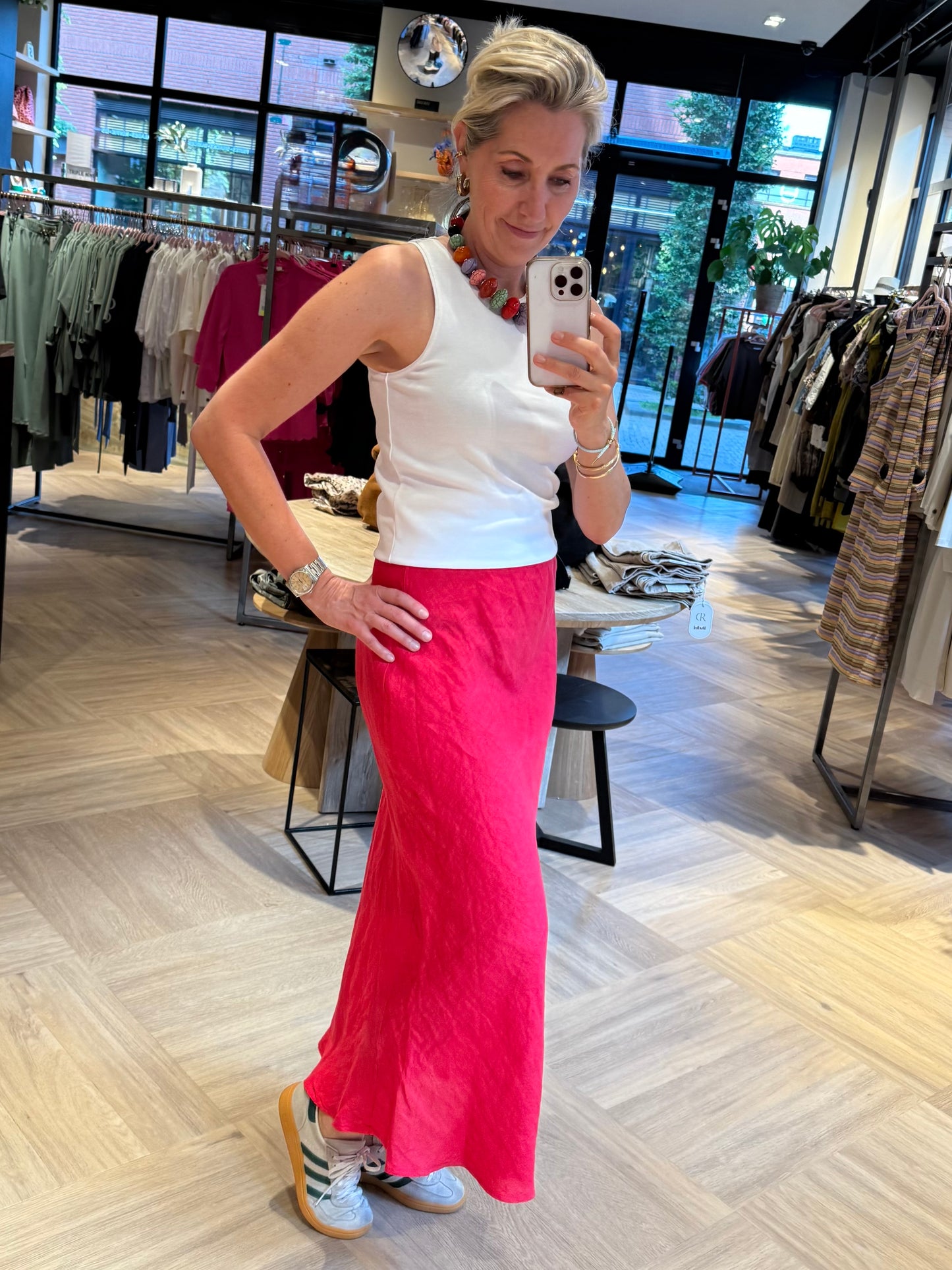 Rok Linnen Fiona Cerise