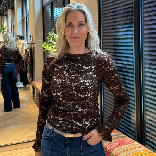 Azzurro Top Lizzy Kant Bruin - Peet kleding