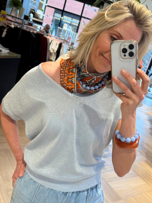 Red Button Top Jerry Lichtblauw - Peet kleding