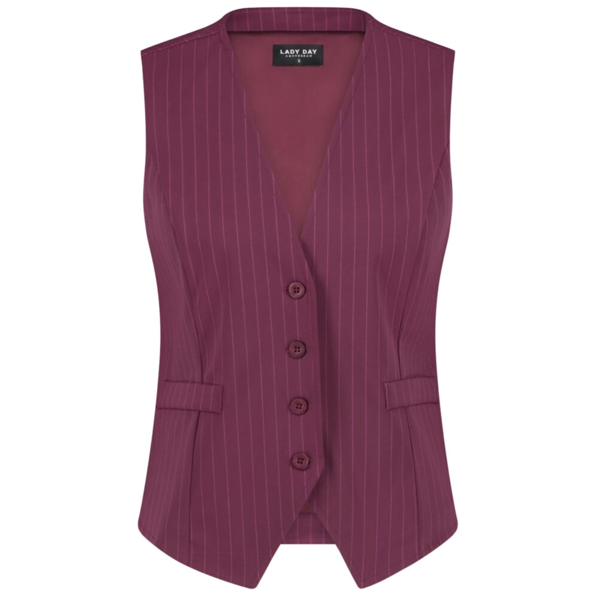 Lady Day Gilet Jade Cherry Pinstripe - Peet kleding