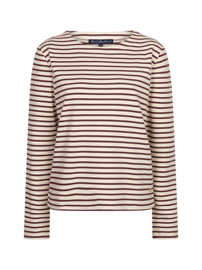 Red Button Shirt Terry Stripe Creme Darkberry - Peet kleding