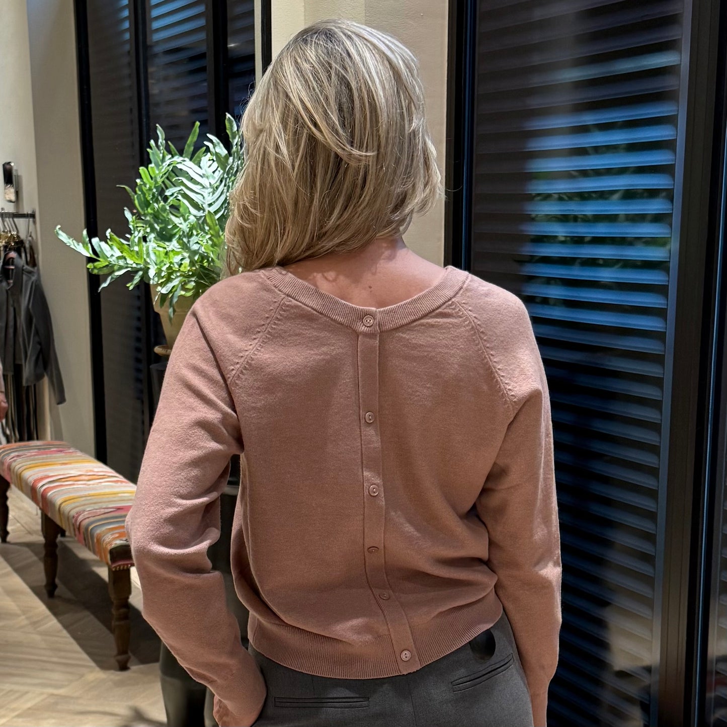 Yaya V-Hals Knopen Trui Roze - Peet kleding