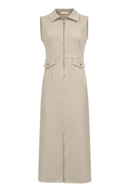Triple Nine - Travel Jurk Melina Beige - 51806 - Peet kleding