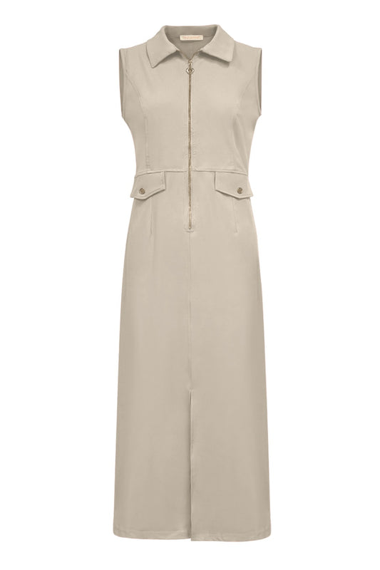 Triple Nine - Travel Jurk Melina Beige - 51806 - Peet kleding