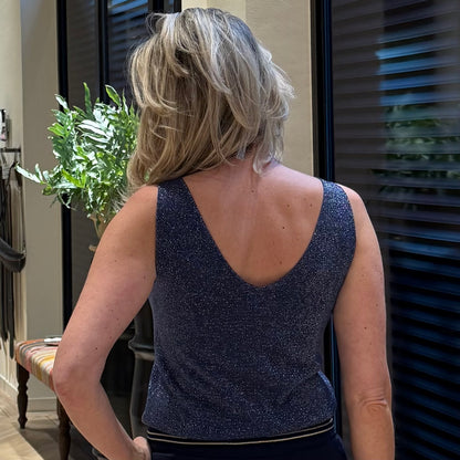 Triple Nine Topje Lurex Navy - Peet kleding