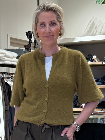 Angora Vest Spike Olijf - Peet kleding