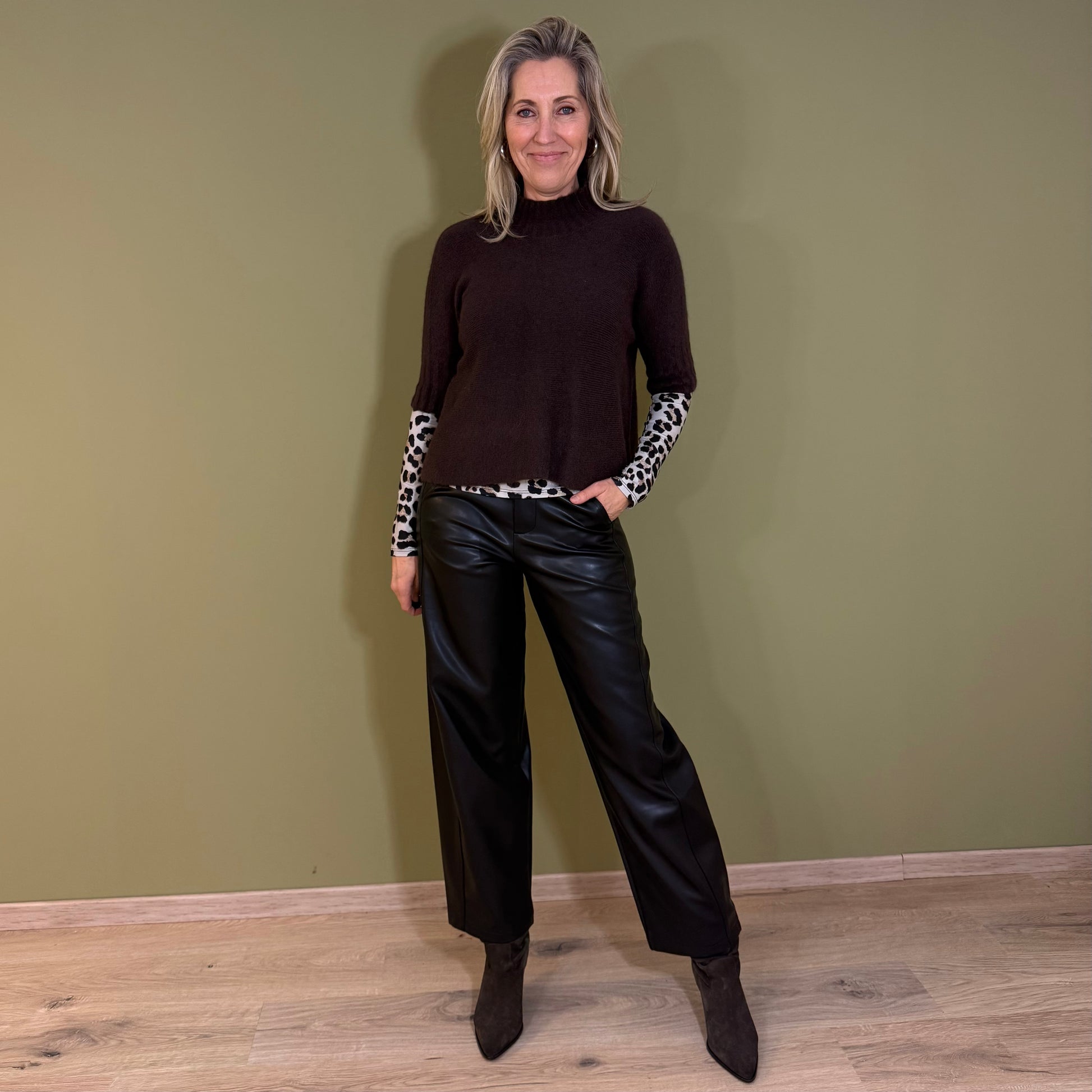 Ambika Barrel Broek PU Zwart - Peet kleding