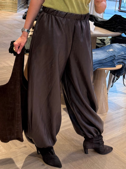 Broek Jill Ballon PU Bruin - Peet kleding