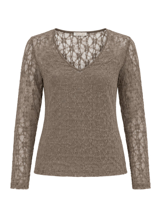 Triple Nine - Kanten Top Lucy Taupe - Peet kleding