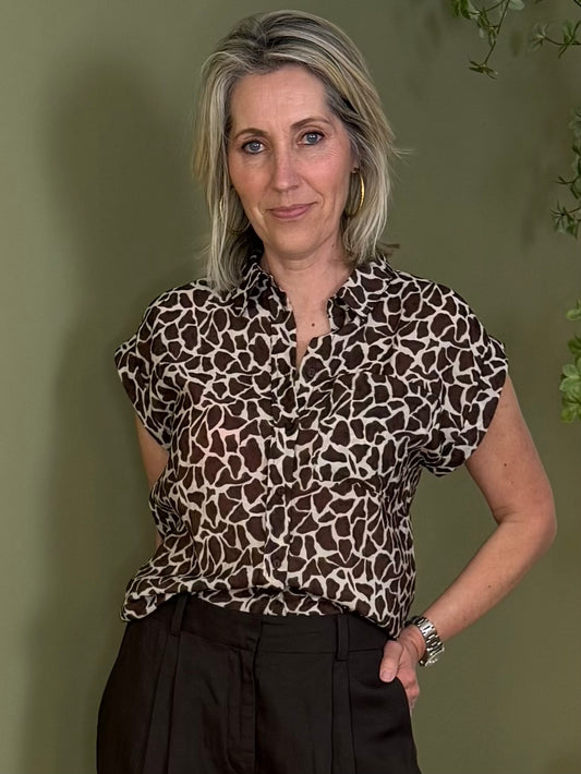 Geisha Blouse Giraffe Donkerbruin - Peet kleding