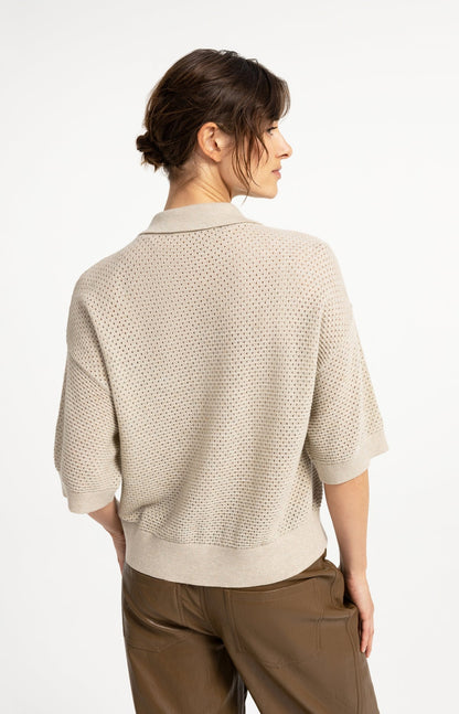 Yaya Vest Opengewerkt Cashmere Grey - Peet kleding