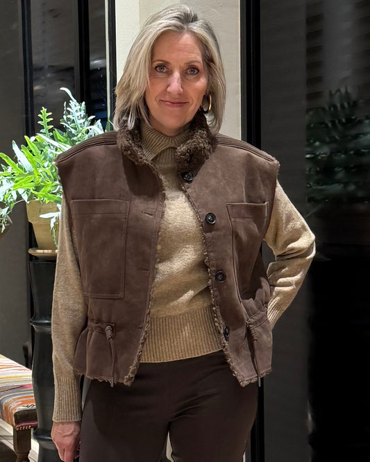 Yaya Bodywarmer Cocao Brown - Peet kleding