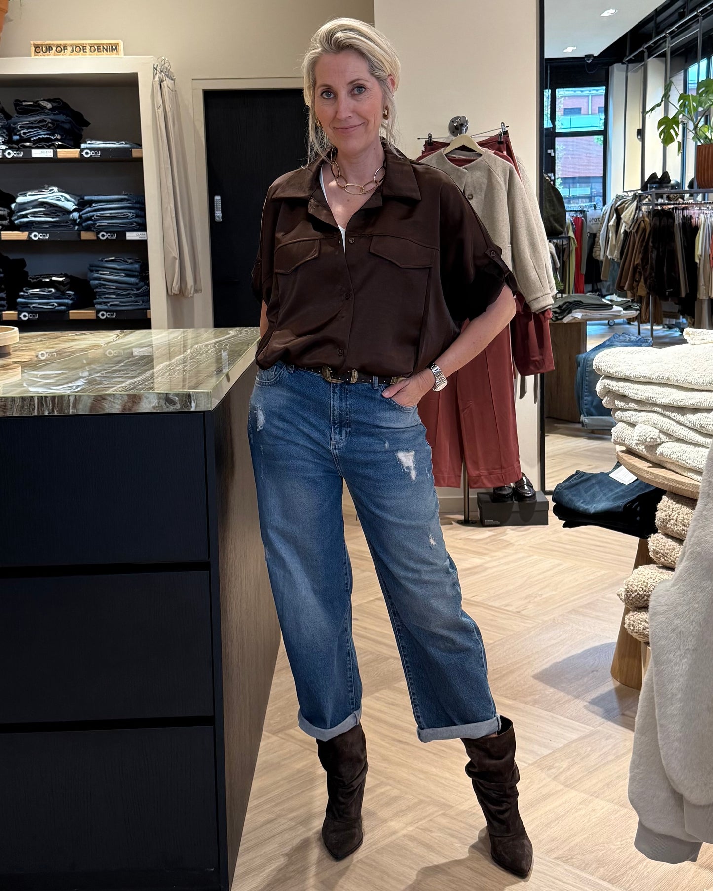 Blouson Monique Donkerbruin - Peet kleding