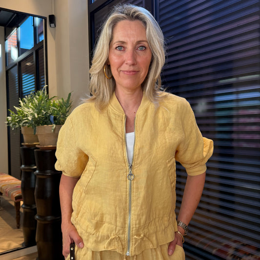 Linnen Jasje Margy Geel - Peet kleding
