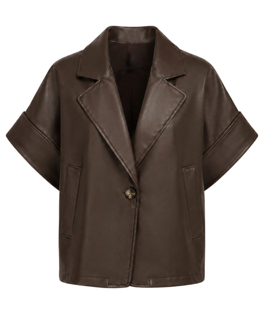 Faux Leather Jack Jona Donkerbruin - Peet kleding