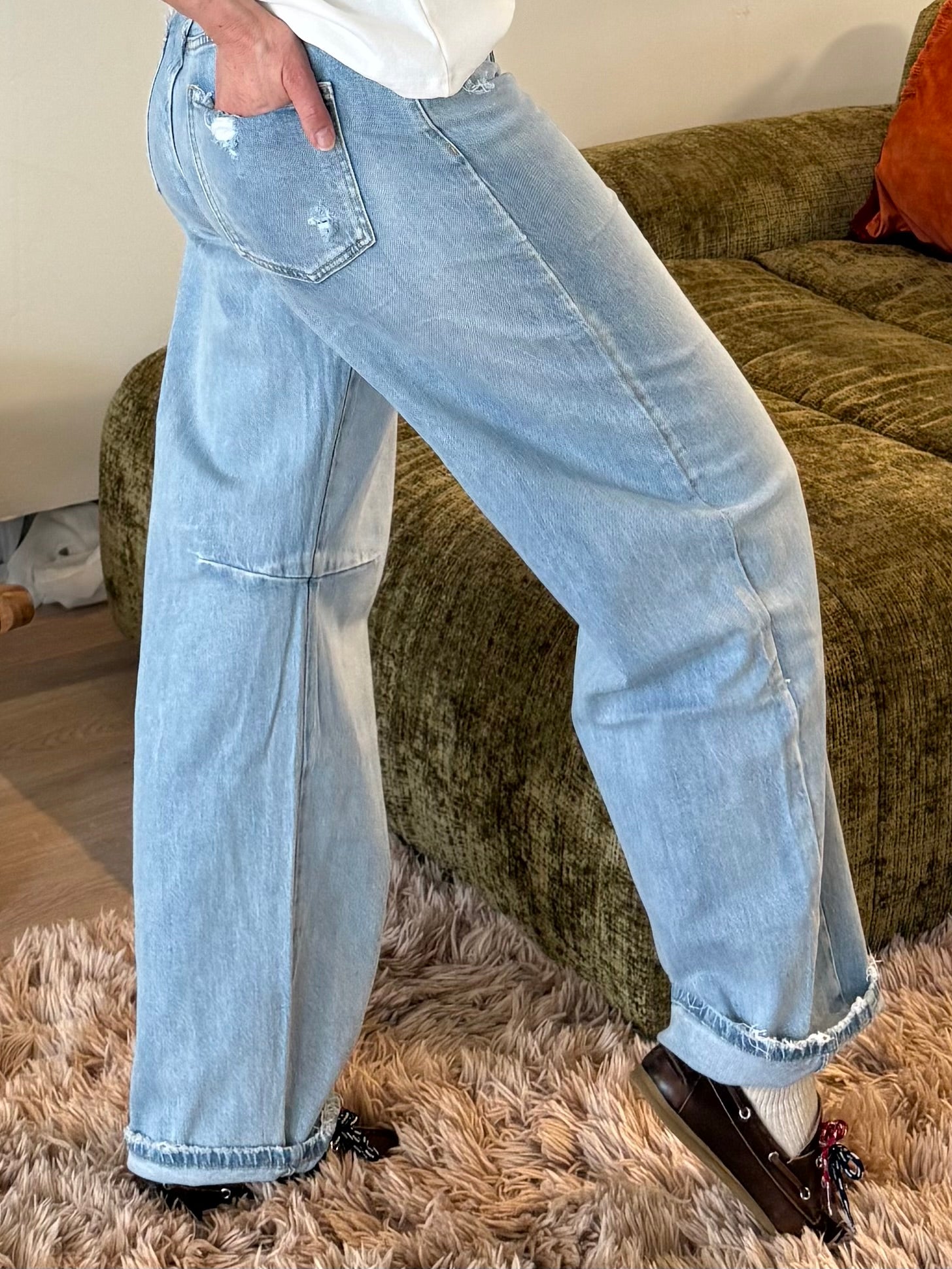 Barrel Jeans Beau Lichtblauw Damaged - Peet kleding