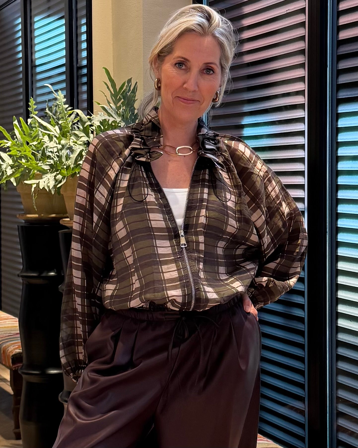 Blouson Ruit Olijf