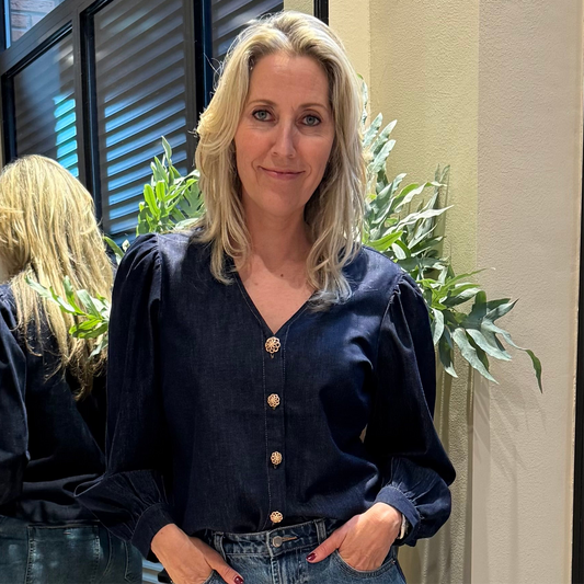 Geisha Denim Blouse Dark Blue - Peet kleding