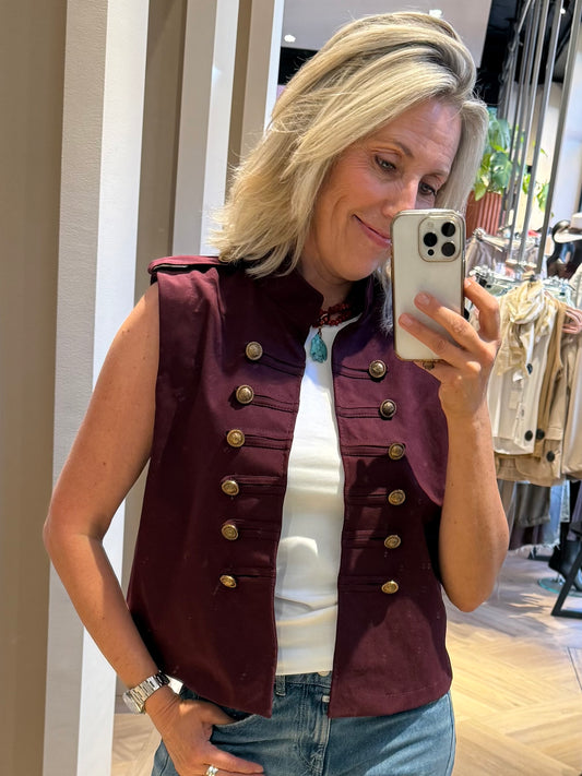 Gilet Military Style Bordeaux - Peet kleding